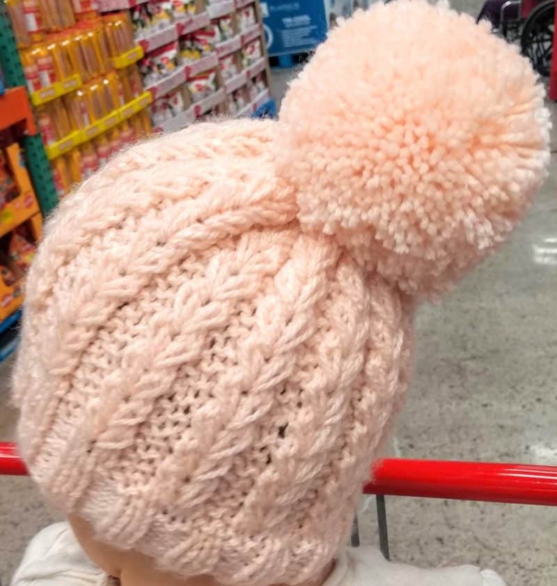 Beanie hat with big pompom for toddler